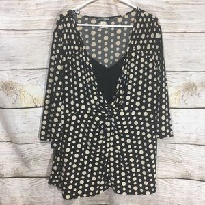 JTB Woman 4x cream black polka dot shirt